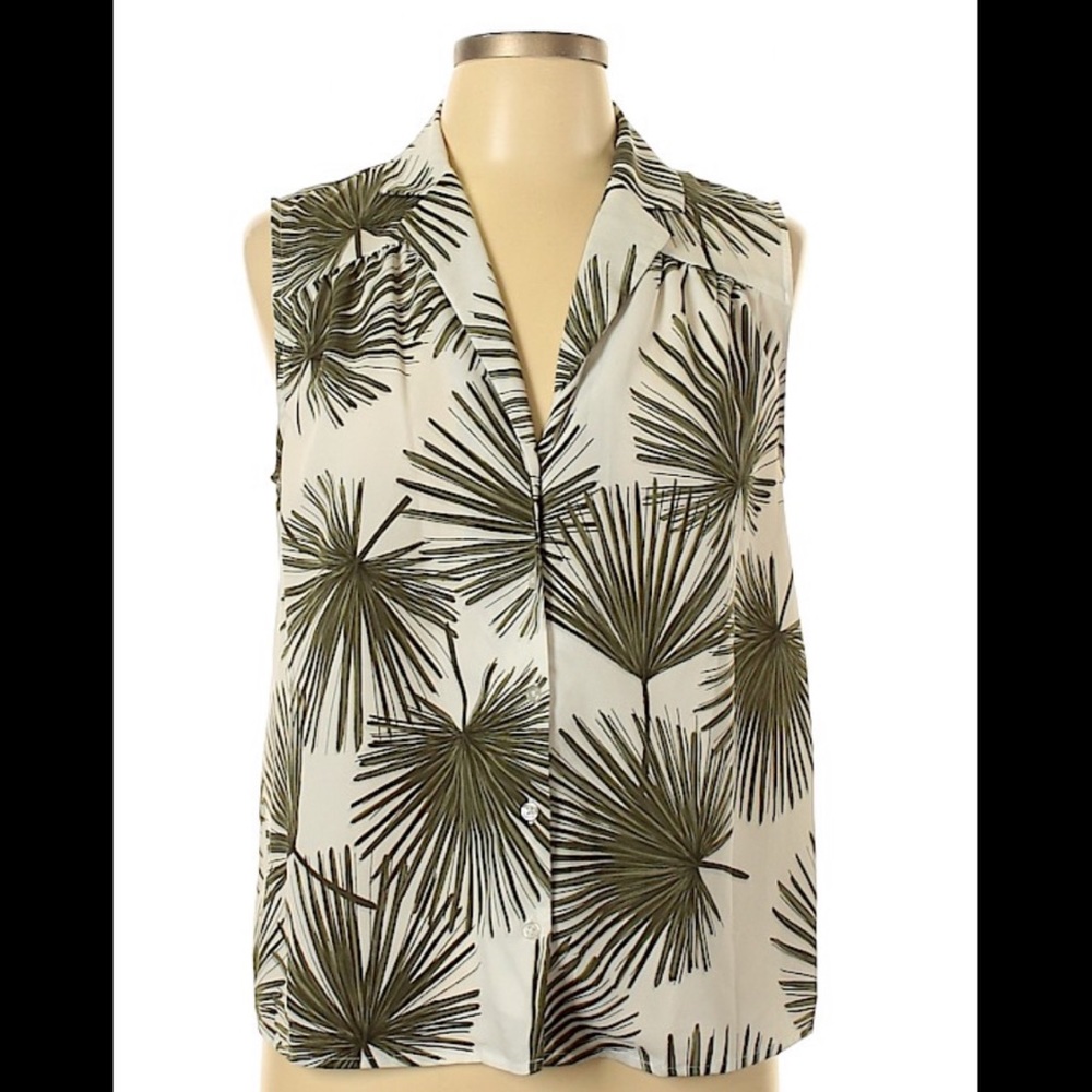 A new day tropical palm leaf blouse tank